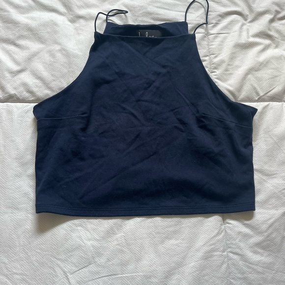 Lulu's Blue Fitted Crop Tank Top - Picture 1 of 2